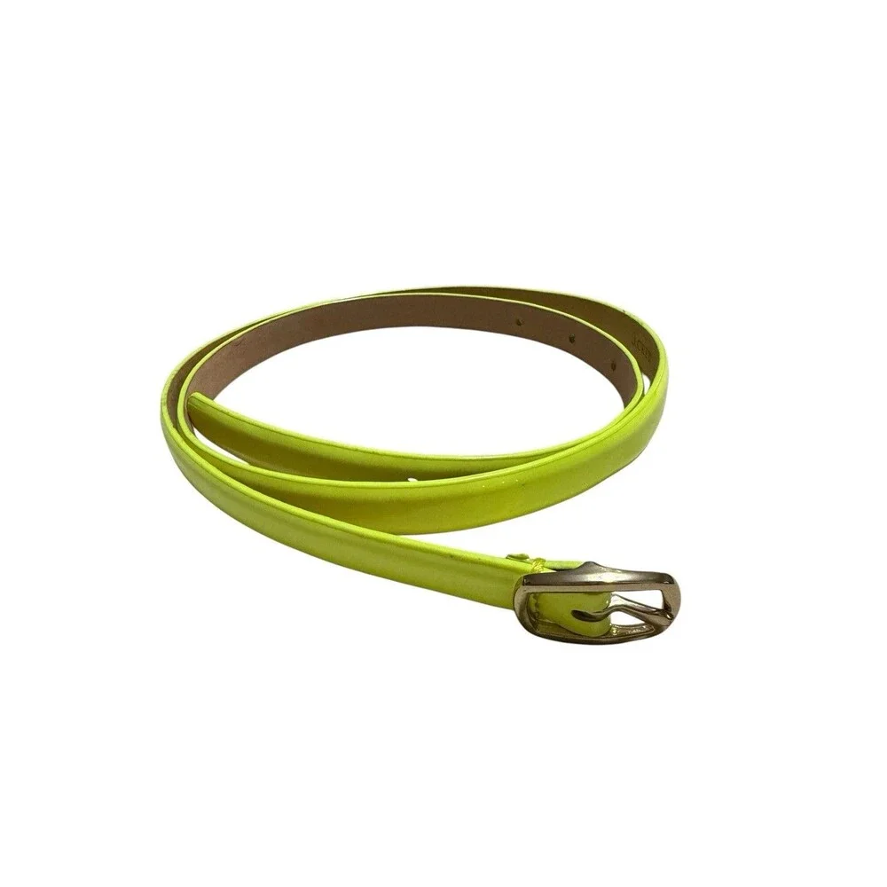 J.Crew Neon Yellow Patent Leather Skinny Belt Genuine Leather Small